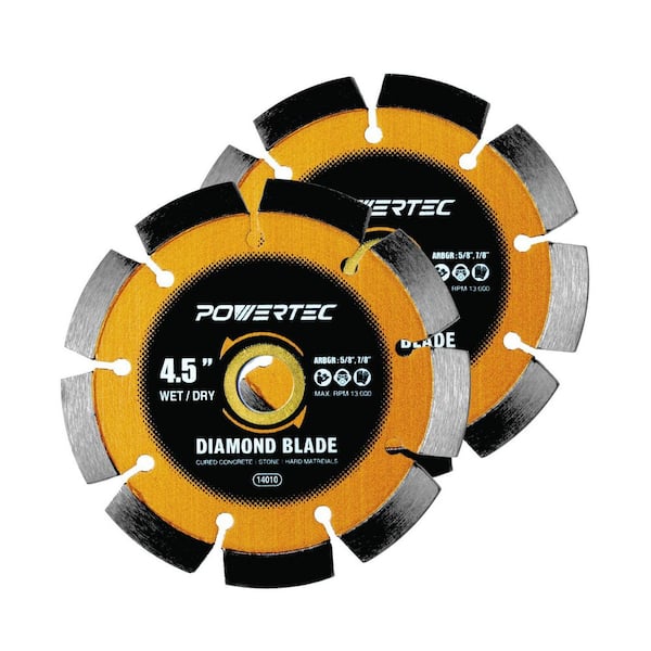 4-1/2 in. Laser-Welded Segmented Rim Diamond Saw Blade for Angle Grinder, Cutting Cured Concrete/Pavers/Masonry, 2PK