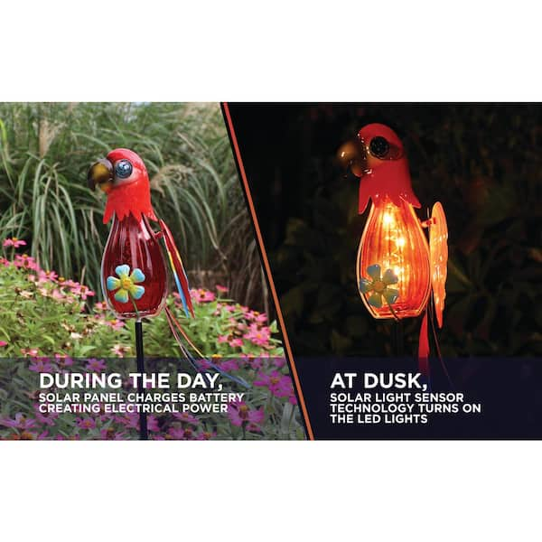 Moonrays Bottle Red Parrot Solar Stake Light 96330 - The Home Depot