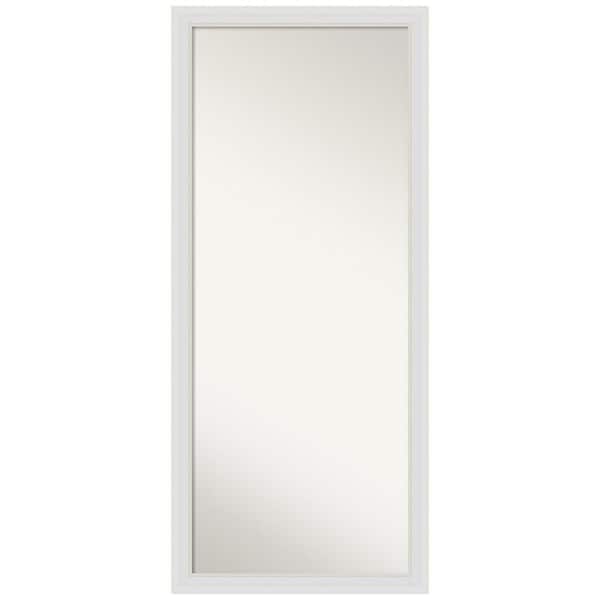 Amanti Art Oversized Satin Natural White Wood Hooks Coastal Rustic Cottage Mirror (64 in. H X 28 in. W)