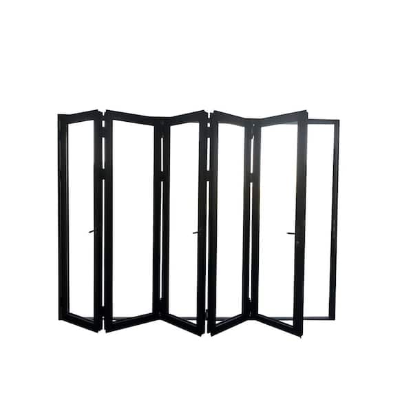TEZA DOORS 144 in. x 96 in. in Black Aluminum Right Swing/Outswing