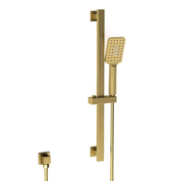 3-Spray Wall Bar Shower Kits 1.8 GPM with Handheld Shower in Brushed Gold