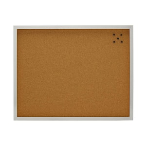Silver Framed Cork Board, Includes 5-Tacks, 24 x 19