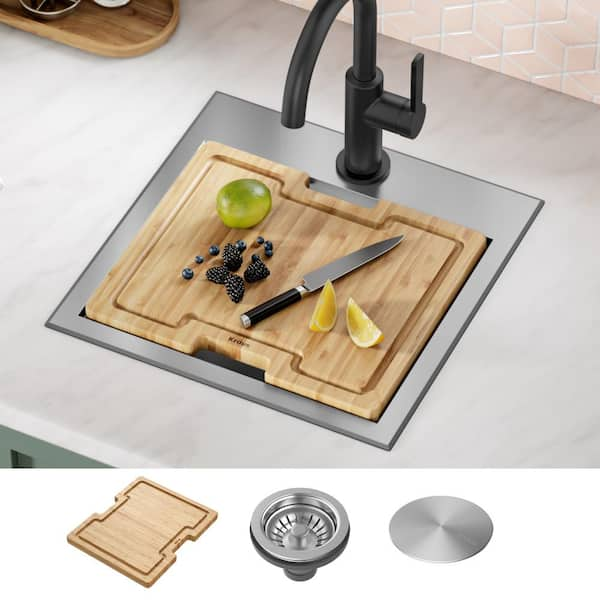 Kraus KWT321-15 15 Workstation Kitchen Bar Sink With Accessories