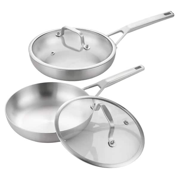 Tri-Ply Stainless Steel 2-Piece Cookware Set, Aluminum Core, Fast Heating, Stay-Cool Handles, Induction Ready