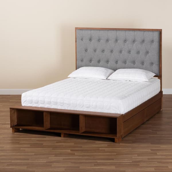 Baxton Studio Jalie Gray Wood Frame King Storage Platform Bed