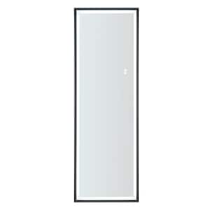 65 in. H x 22 in. W Rectangle Metal Frame Black Wall Mounted Full Length Mirror with LED Light
