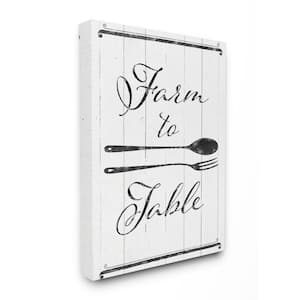 "Farm To Table Kitchen Silverware Wood Texture Word Design" by The Saturday Evening Post Canvas Wall Art 20 in. x 16 in.