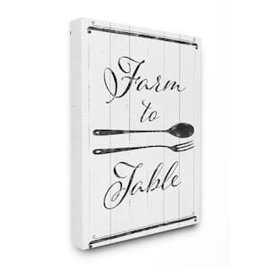 "Farm To Table Kitchen Silverware Wood Texture Word Design" by The Saturday Evening Post Canvas Wall Art 48 in. x 36 in.