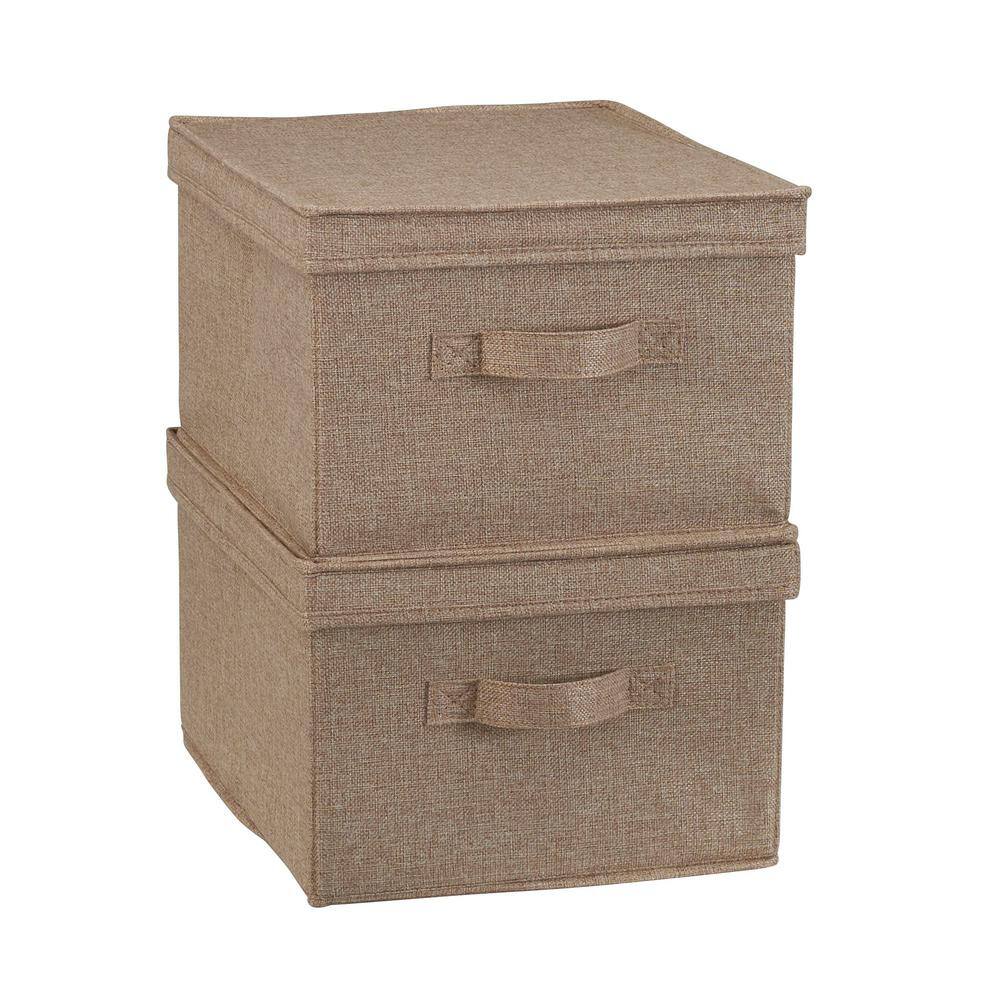 Latte Linen Large Stackable Storage Box with Lid Set