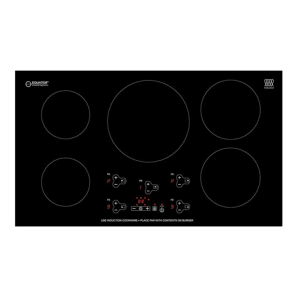 Equator 36 in. Smooth Ceramic 220-Volt Electric Induction Cooktop in Black with 5 Elements