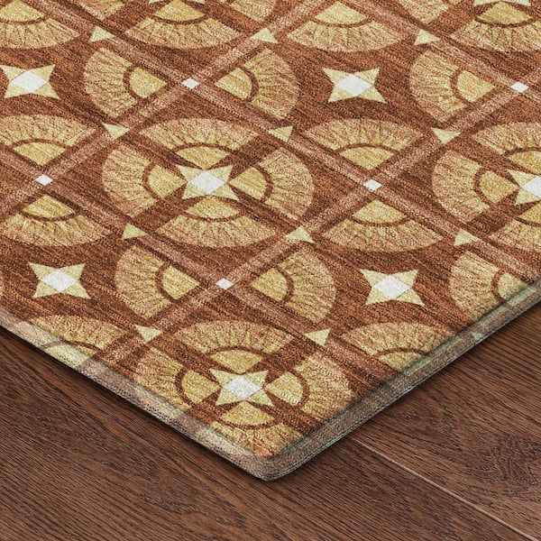 Mayfield Premium Machine Washable Abstract AMF2552 Paprika 10 ft. x 14 ft. Area Rug