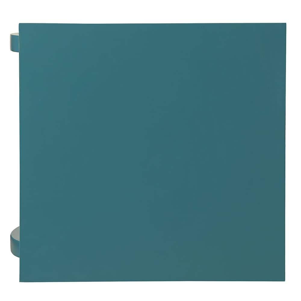 Becci Teal Wood Dual-Facing End Table with Open Storage