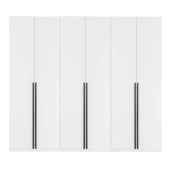 Manhattan Comfort Lee White 94.5 in. Freestanding Wardrobe with 1 Hanging Rod, 1 Shelf, and 2-Drawers (Set of 3)