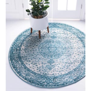 Bromley Midnight Turquoise 3 ft. Round Area Rug
