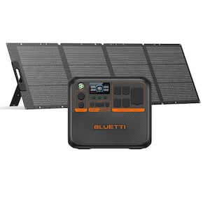 2400/3600-Watt Continuous Peak Output Power Station AC200PL Push Button Start LiFePO4 Battery Generator/200W Solar Panel