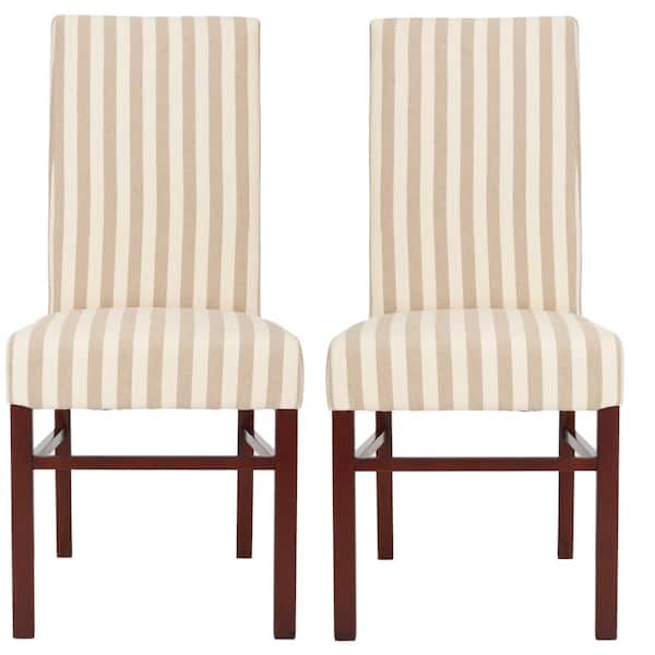 SAFAVIEH Classic 19.7 in. Off-White/Brown Dining Chair (Set of 2)