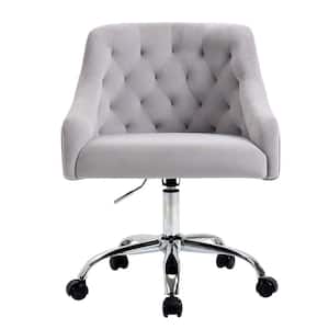Gray Modern Button Tufted Velvet Seat Swivel Office Chair