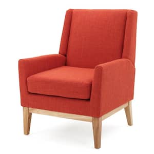 Sariyah Muted Orange Fabric Wing Back Accent Chair