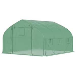 New 118 in. W x 136.5 in. D x 78.75 in. H Green Walk-in Greenhouse with Steel Framed, Zippered Mesh Door, 7 Mesh Windows