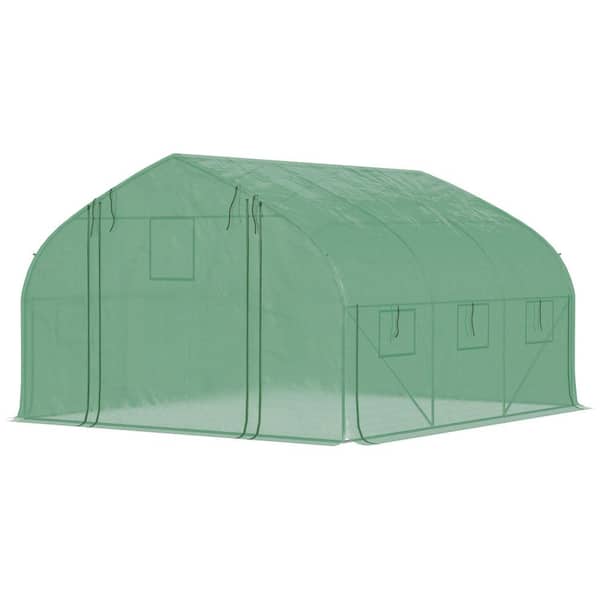New 118 in. W x 136.5 in. D x 78.75 in. H Green Walk-in Greenhouse with Steel Framed, Zippered Mesh Door, 7 Mesh Windows