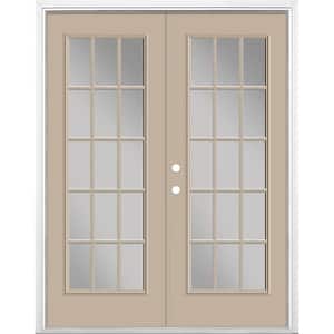 60 in. x 80 in. Canyon View Steel Prehung Right-Hand Inswing 15-Lite Clear Glass Patio Door with Brickmold