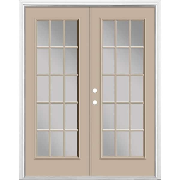 Masonite 60 in. x 80 in. Canyon View Steel Prehung Right-Hand Inswing 15-Lite Clear Glass Patio Door with Brickmold