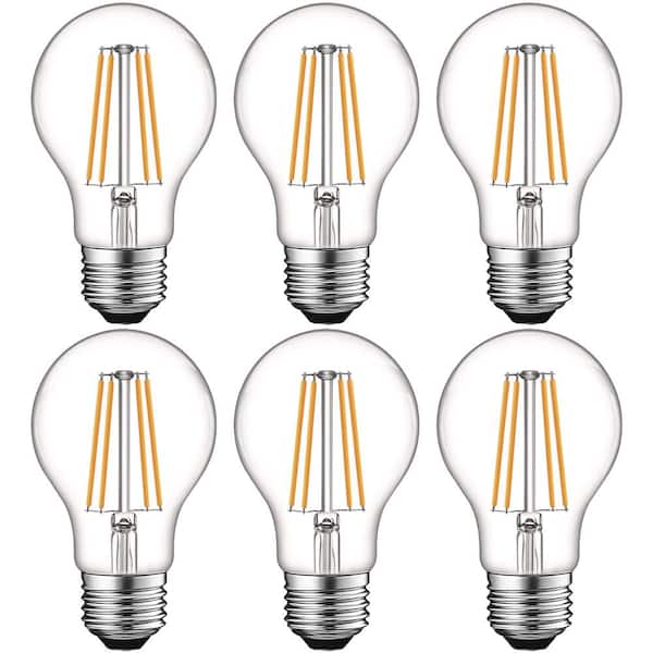 60-Watt Equivalent A19 Dimmable Edison LED Light Bulbs UL Listed 2700K Warm White (6-Pack)