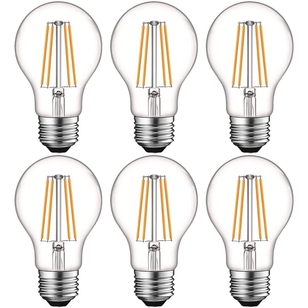 LUXRITE 60-Watt Equivalent A19 Dimmable Edison LED Light Bulbs UL Listed 2700K Warm White (6-Pack) -  LR21612-6PK