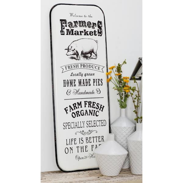 Litton Lane Black Metal Farmhouse Sign Wall Decor 42 in. x 16 in.
