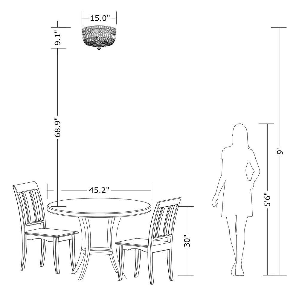 Elisa 15'' Chrome and Crystal Flushmount Chandelier