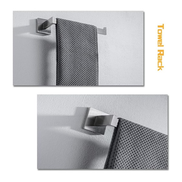 4-Piece Bath Hardware Set with Towel Bar Hand Towel Holder Toilet Paper Holder Towel Hook Modern in Brushed Nickel