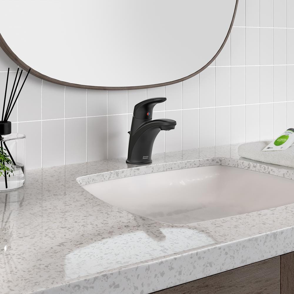 Matte Black Single-Handle Bathroom Faucet with Lever Handle