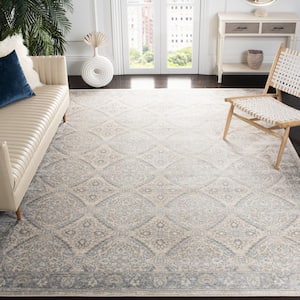 Brentwood Cream/Gray 10 ft. x 13 ft. Antique Floral Border Area Rug