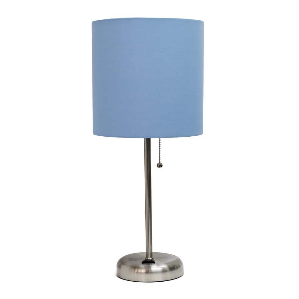 Simple Designs 19.5 in. Blue Stick Lamp with Charging Outlet LT2024-BLU ...