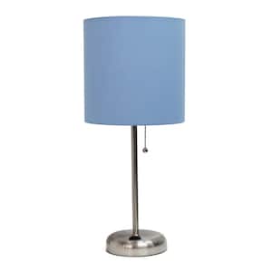 19.5 in. Blue Stick Lamp with Charging Outlet