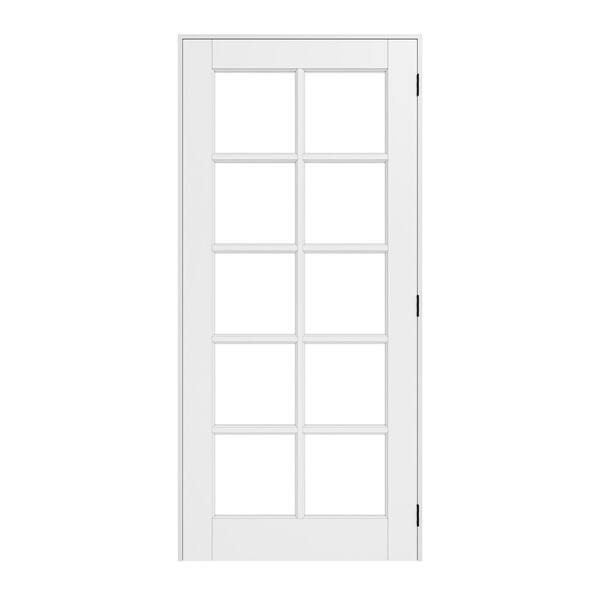 ARK DESIGN 36 in. x 80 in. Right Handed 10-Lite Clear Glass White Solid Core MDF Door with Quick Assemble Jamb Kit