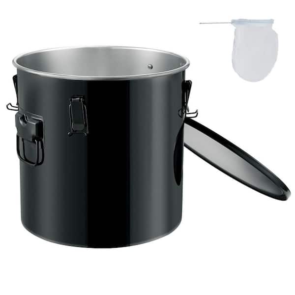 Fryer Grease Bucket, 10 Gal. Oil Disposal Caddy Stainless Steel Fryer Oil Bucket Rust-Proof Coating, Transport Container