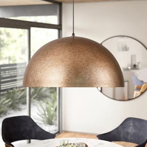 Hazel 23.6 in. 1-Light Antique Gold-Silver Oversized Dome Pendant Light