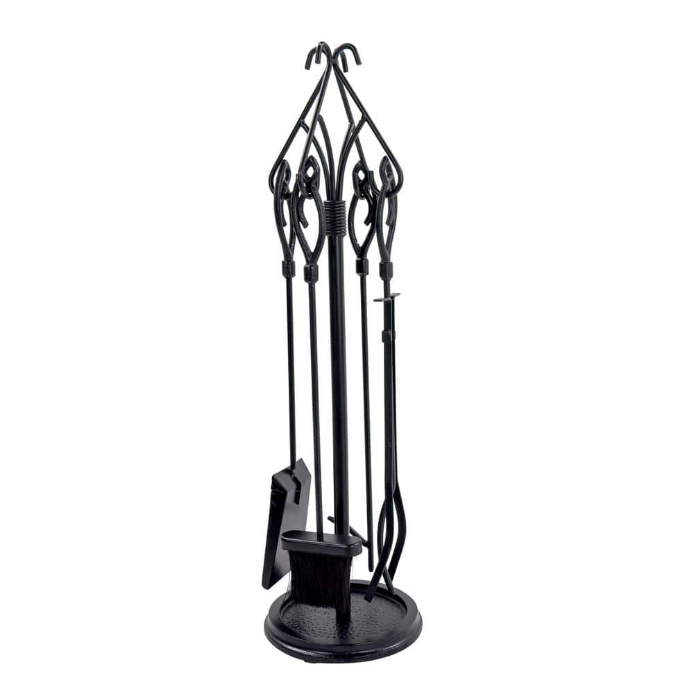 Pleasant Hearth Gothic 5-Piece Fireplace Tool Set with Decorative Handles  666 - The Home Depot