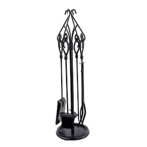 Gothic 5-Piece Fireplace Tool Set with Decorative Handles