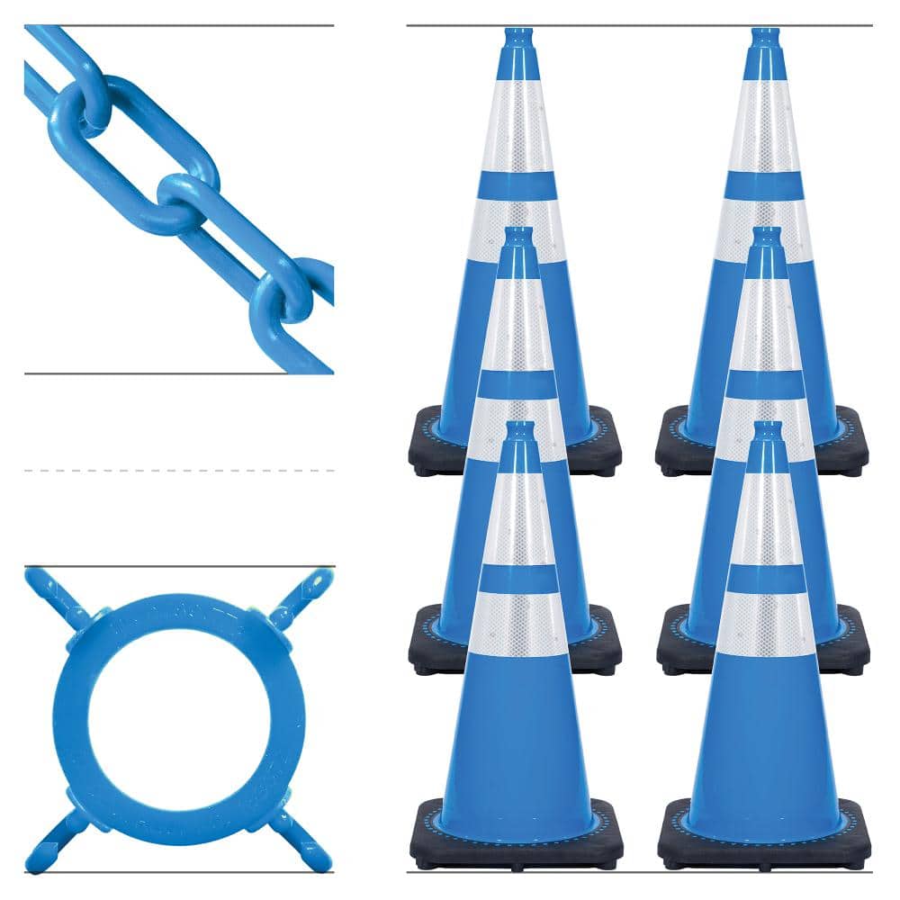 "28"" Sky Blue Reflective Traffic Cones and Chain Kit" price history on PriceWatchPro