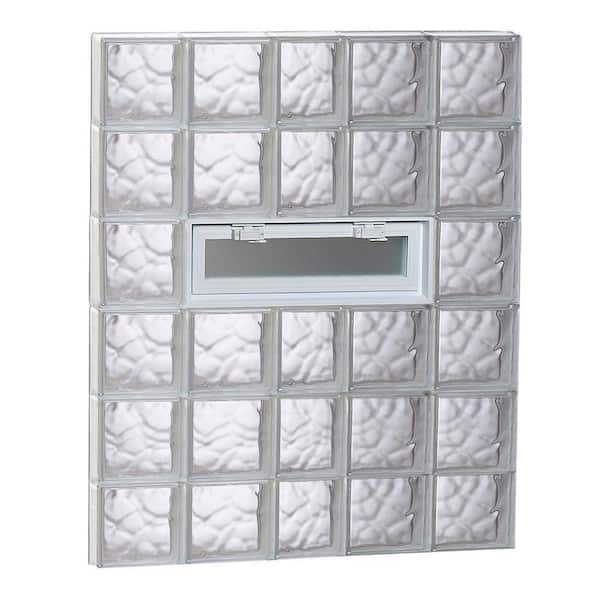 Clearly Secure 36.75 in. x 46.5 in. x 3.125 in. Frameless Wave Pattern Vented Glass Block Window