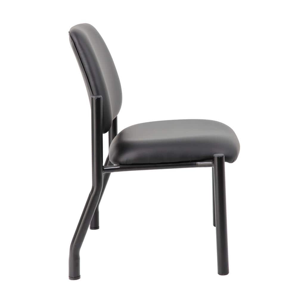 Sleek 400lb Capacity Armless Guest Chair in Antimicrobial Black Vinyl