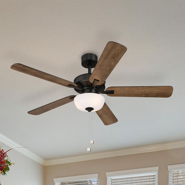 Gallant II 52 in. Indoor/Covered Outdoor Downrod Matte Black Transitional Ceiling Fan w/ Three 3000K LED Bulbs Included