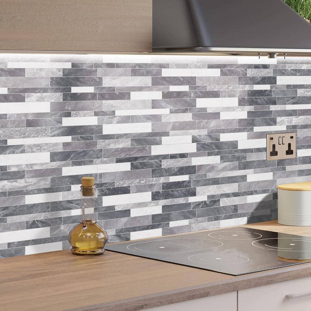 Gray Matte Peel and Stick Mosaic Wall Tile