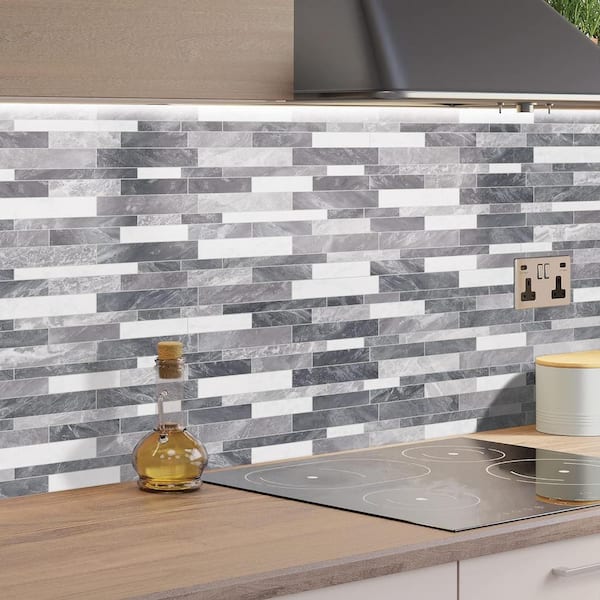 sunwings Picket 13 in. x 2.87 in. White Peel and Stick backsplash Stone  Composite Wall Tile (50 Tiles, 11 sq. ft.) LSD001-WHI-50 - The Home Depot