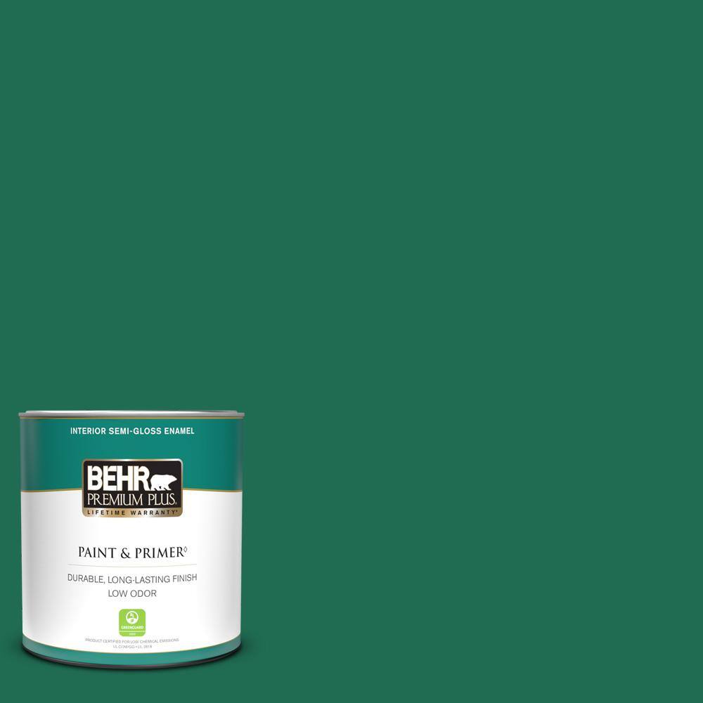 BEHR PREMIUM PLUS 1 qt. P4307 Sparkling Emerald SemiGloss Enamel Low
