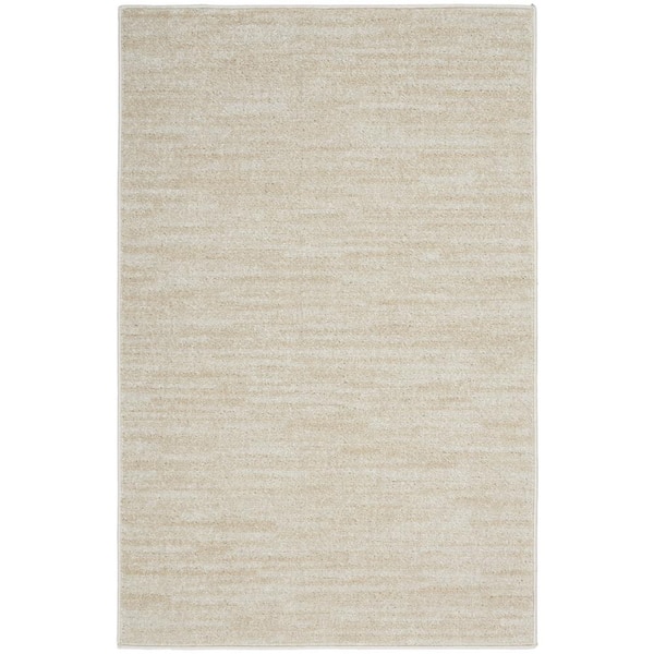 HomeRoots Charlie Ivory and Beige Solid Color 2 ft. x 4 ft. Indoor/Outdoor Runner Rug