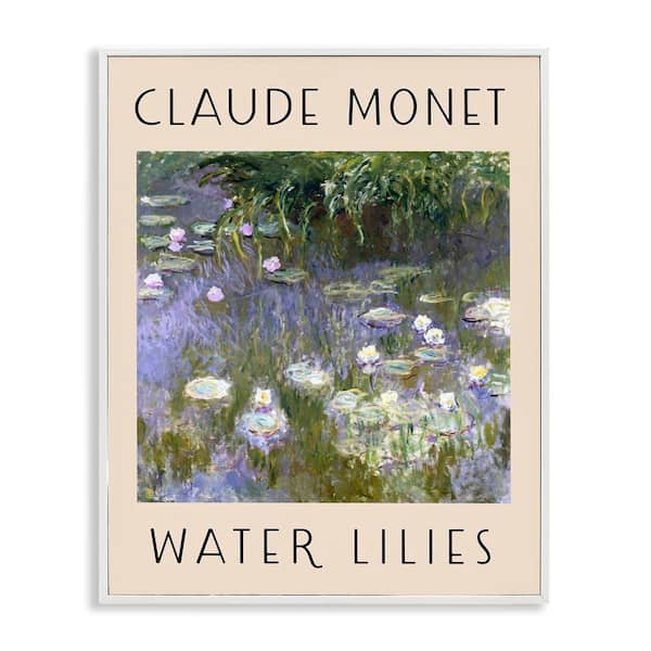 Stupell Industries Classic Monet Water Lilies by Daphne Polselli White Framed Nature Giclee Art Print 20 in. x 16 in.
