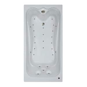 66 in. Acrylic Reversible Drain Rectangular Alcove Air Bath Bathtub in White